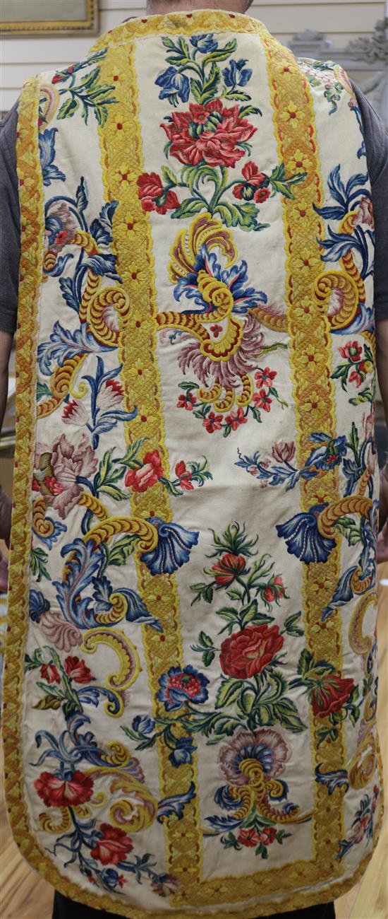 An 18th/19th century French embroidered wool chasuble